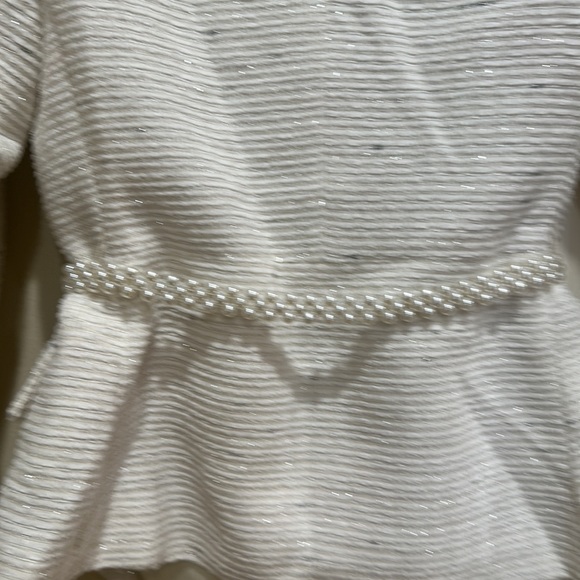 WHITE PREPPY WOMENS PEARL BELT SATIN LAPEL BLAZER - Picture 5 of 9
